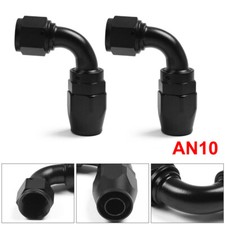 2pcs AN10 Aluminum Fitting 90 Degree Fit for Oil/Fuel/Swivel Hose Fittings Black