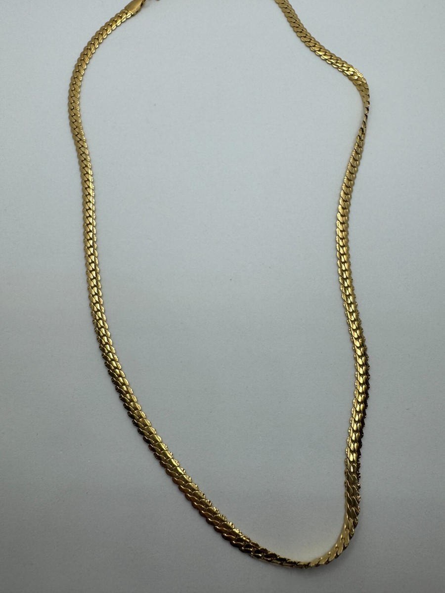 14k Gold Plated SS 4mm Cuban Snake Chain Flat Curb 22 inch New Thick  Plated