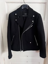 Express Men's Black Wool-blend Asymmetrical Moto Jacket - Size Medium (40)