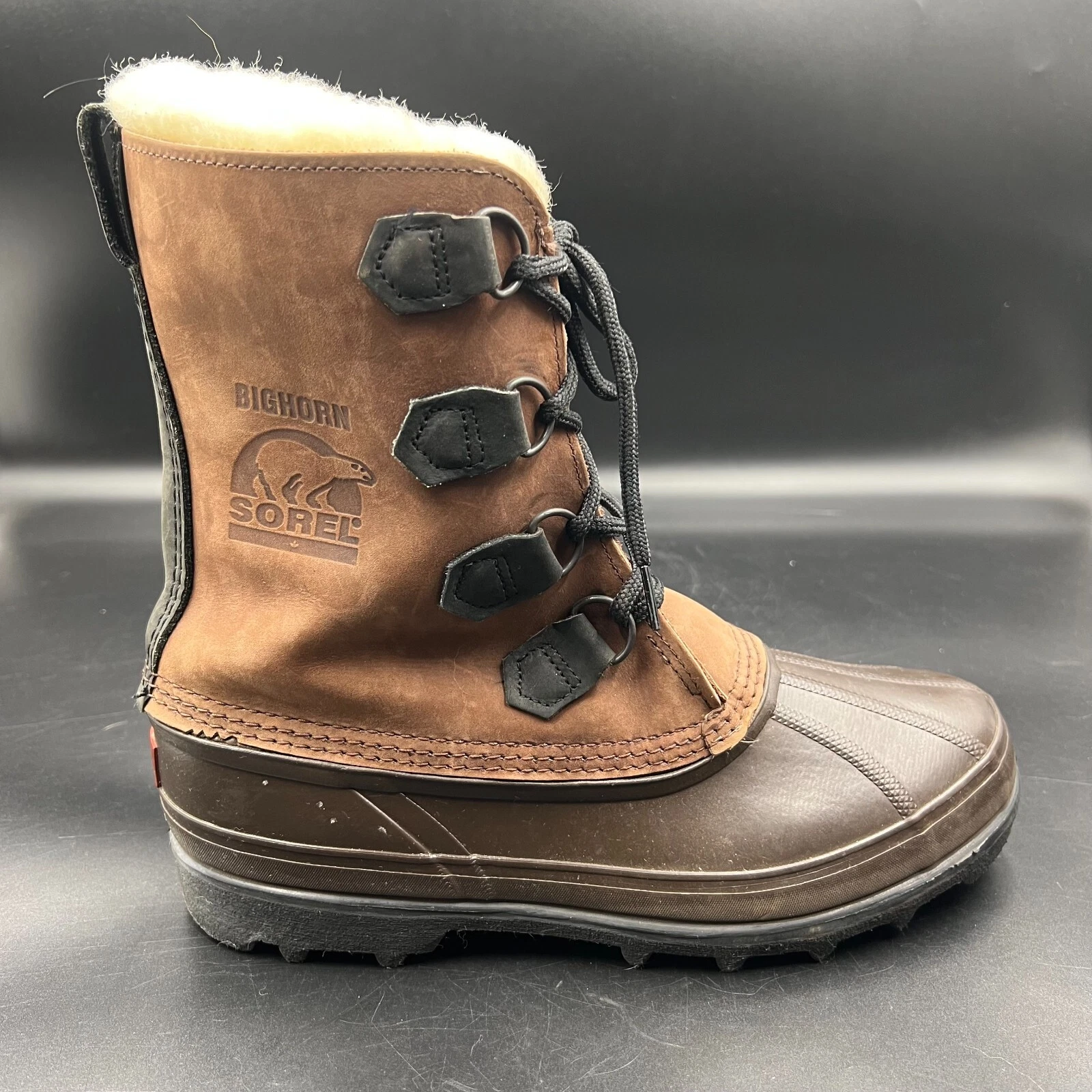 Sorel Caribou Boots Mens Size 7 Brown Black Waterproof Insulated NM1481-010