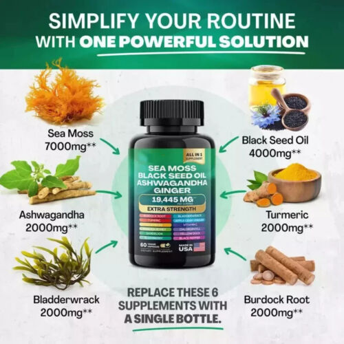 Paquete Dynamic Vitality - Combo multivitamínico de musgo marino y Shilajit Power EE. UU. - Imagen 12 de 13