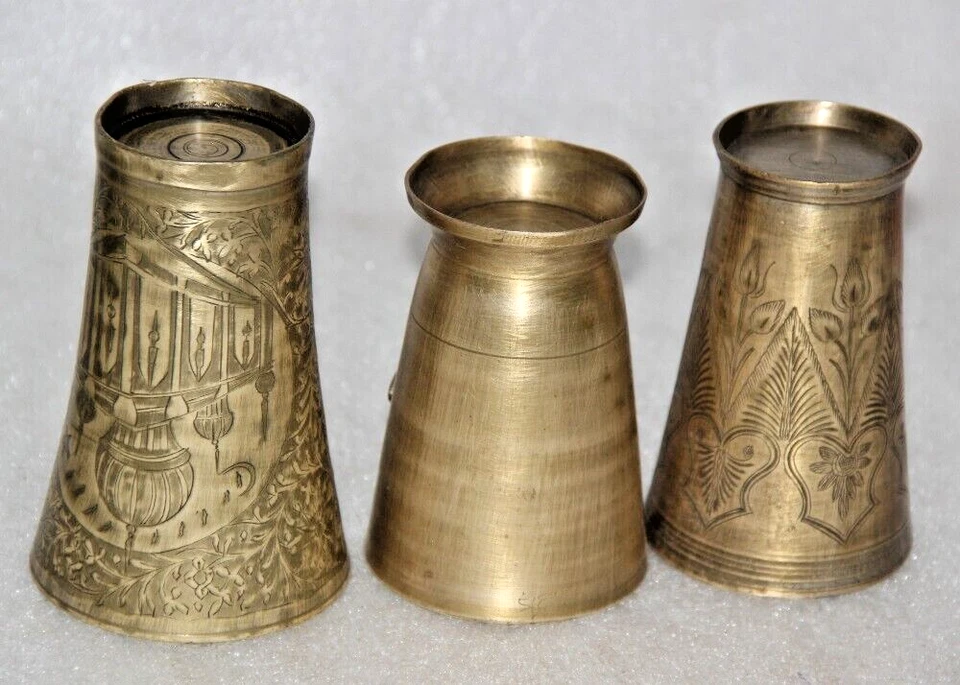 Antiguo vaso de latón original grabado a mano - 13619 Foto 4 de 4