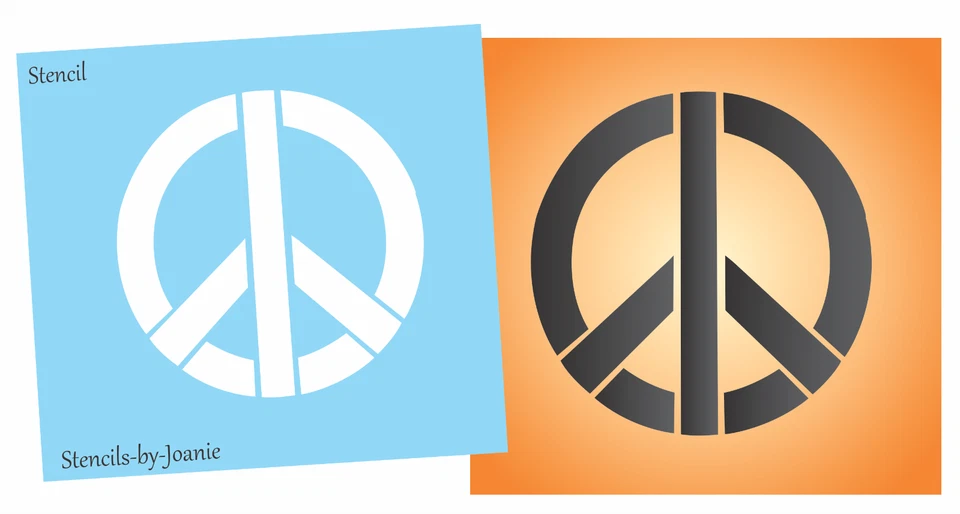 Stencils Joanie Peace Sign Stencil Hippie Love 70's Symbol DIY Wall Art T-shirt - Image 2 of 4