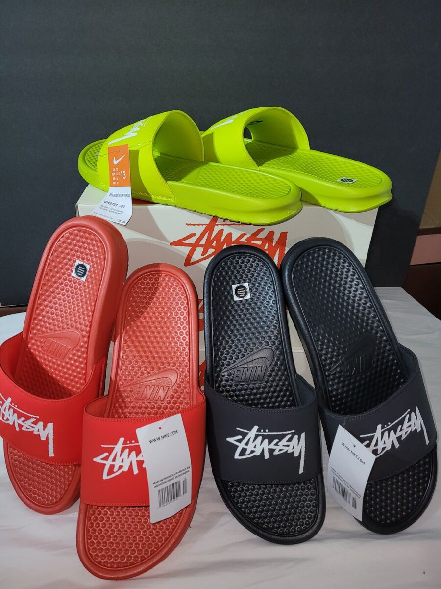 Nike X Stussy Benassi Slides Bright off Noir Size 11 for Nike X Stussy Benassi Slides Bright off Noir Size 11 for
