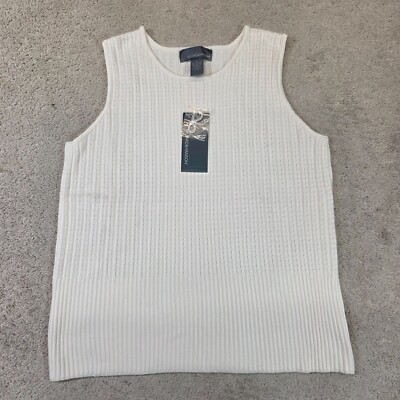 Hillard & Hanson Casual Woman s Sweater Vest White Large New