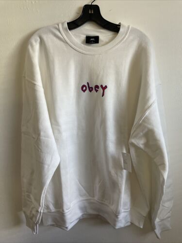 New OBEY Long Sleeve Mens Designer Graphic Logo Street Art Sweatshirt Size XL