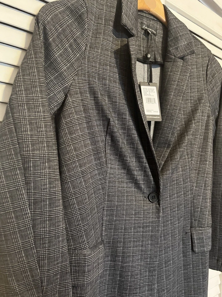 ADRIANNA PAPELL Mujer Talla Pequeña S Blazer Traje Chaqueta Largo Cuadros NUEVO $119 Foto 4 de 4