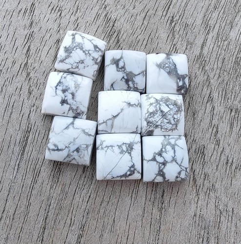 5 Pcs Natural Howlite White 10mm To 20mm Square Cabochon Calibrated Gemstone - 第 1/3 張圖片