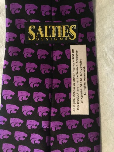 Kansas State University KSU Wildcats purple men's silk neck tie necktie Salties - Picture 3 of 3