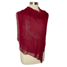 BURGUNDY Chiffon Embellished Pashmina