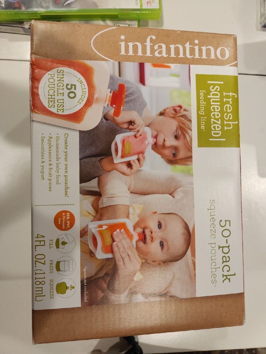 Infantino Squeeze Station Fresh Squeezed Feeding Line NEW Box of 50  Pouches