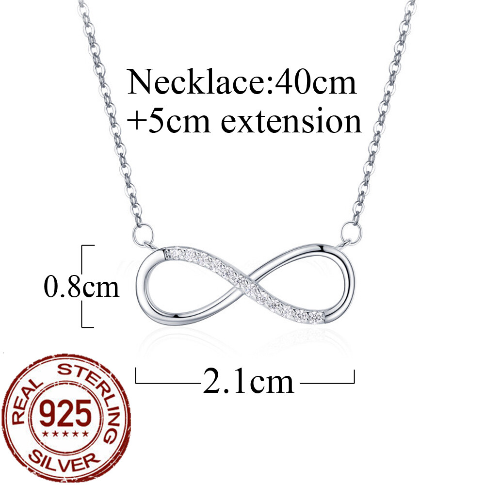 Infinity Symbol Charm Pendant Forever Figure 8 925 Sterling Silver CZ