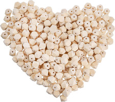 Lyellfe 300 Pieces Geometric Wood Beads, 16mm Hexagon Beige