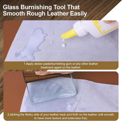 CREASKING Glass Slicker for Burnishing Leather with Walnut Handle, Glass Burnish - Picture 9 of 12