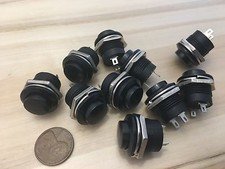 10 Pieces Black small N/O Momentary 16mm push button Switch round 12v on off C18