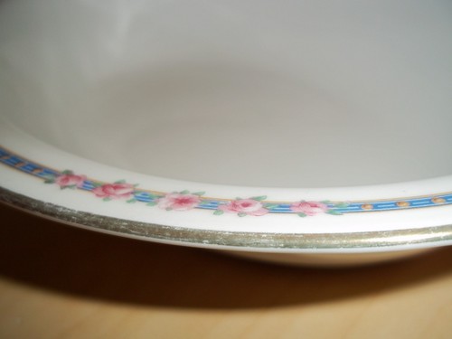 Vintage C. Ahrenfeldt Limoges Oval Bowl France Depose Patented Blue W/Pink Roses - Picture 12 of 12