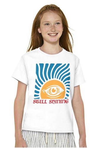 Retro All Seeing Eyes Still Shining Saying Youth Crewneck T Shirts Boy or Girl - Picture 5 of 7