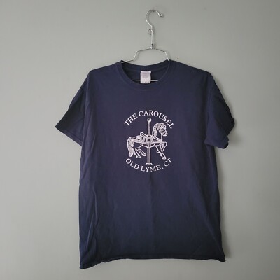 Classic Navy Old Lyme CT Connecticut Carousel Tee T-Shirt, size Medium  - Main Image