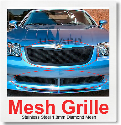 MYXAuto Chrome Stainless Steel Mesh Grille Insert Combo – Fits 2004-08 Chrysler Crossfire (3-Piece)