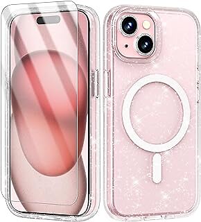 Meshine Magnetic for iPhone 15 Case Sparkly [Compatible with MagSafe]| [2 Screen-image