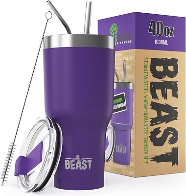40Oz Purple Thermos Tumbler With Straws And Gift Box Superior Insulation