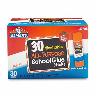 Elmer's All Purpose School Glue Sticks, Washable, 30 Pack, 0.24-ounce sticks.