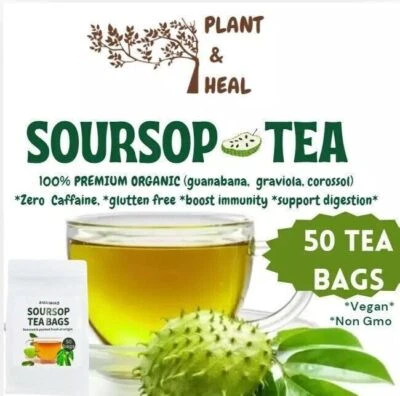 ANIANHAO Natural Soursop Tea Leaves 50 Bags Herbal Tea Guanabana Graviola Immune Support
