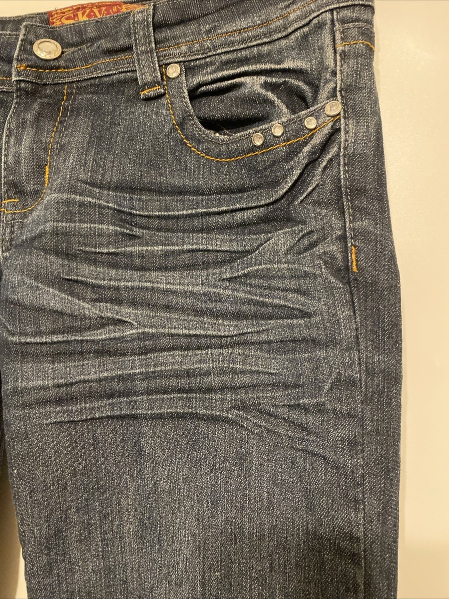 Sky Jeans Womens 5/6 Blue Denim Rhinestone Embellished Pockets