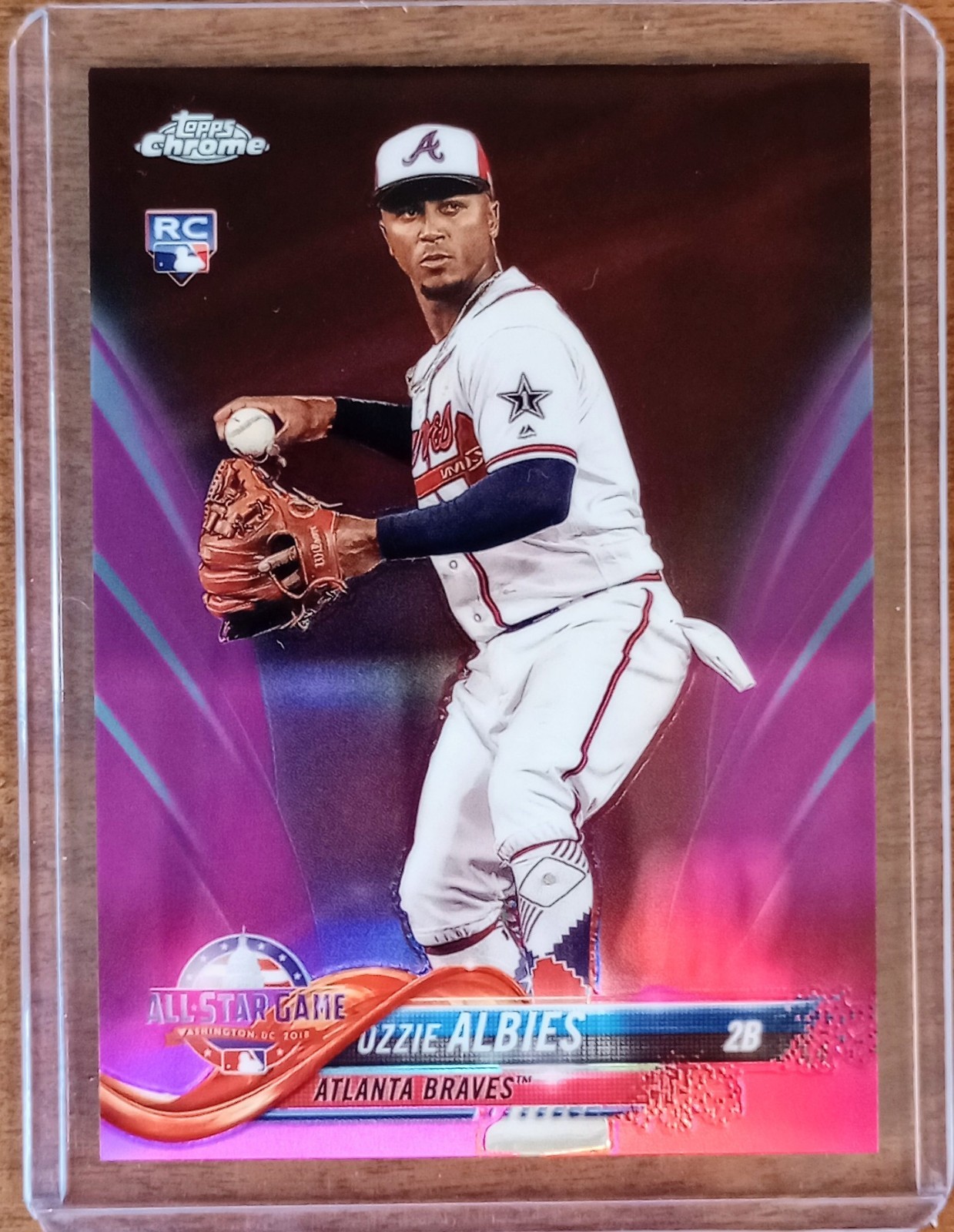 Ozzie Albies 2018 Topps Chrome Update Series HMT76 Pink Refractor Rookie Card RC