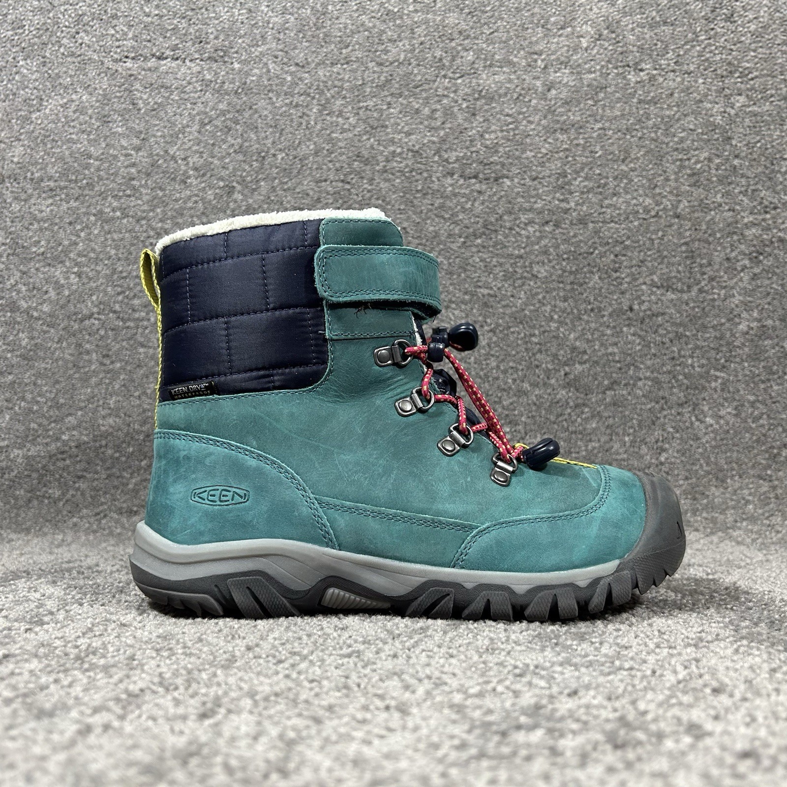 Stivali da neve KEEN Kanibou 1028081 bambino taglia 4 pelle verde gancio e passante punta tonda