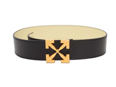 Black Off-White Leather Logo Belt Size US S