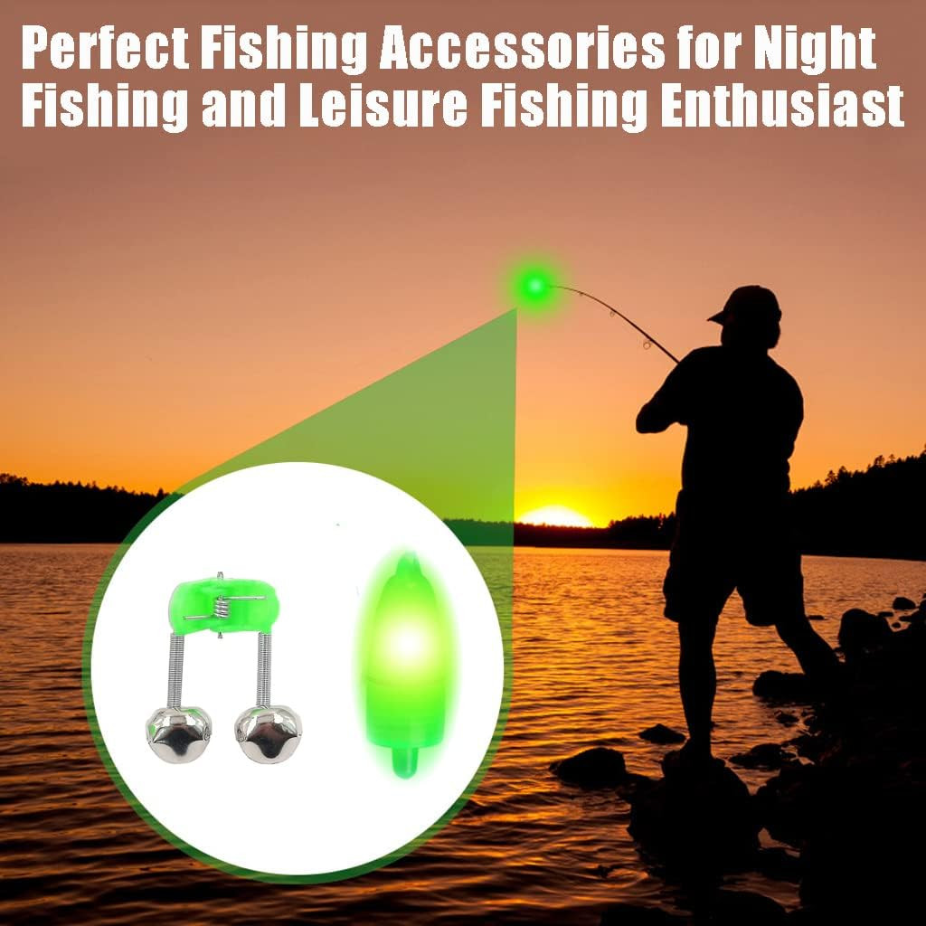 Fishing Bells with Lights 20 Pcs LED Night Fishing Lights 10