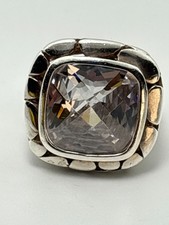 Sterling Silver 925 White Clear Stone Square Ring Size 6 16 grams