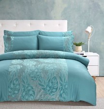 Modern Classic Leaf Cut out Print Duvet Pillow Case Bed Bedding Set Covers Size