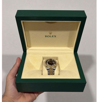 Rolex 36mm Two Tone DateJust Jubilee Band With Black Roman Diamond Dial & Bezel