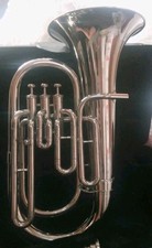 EUPHONIUM HORN 3 VALVE OF PURE BRASS IN SILVER CHROME POLISH CASE BOX FREE SHIP