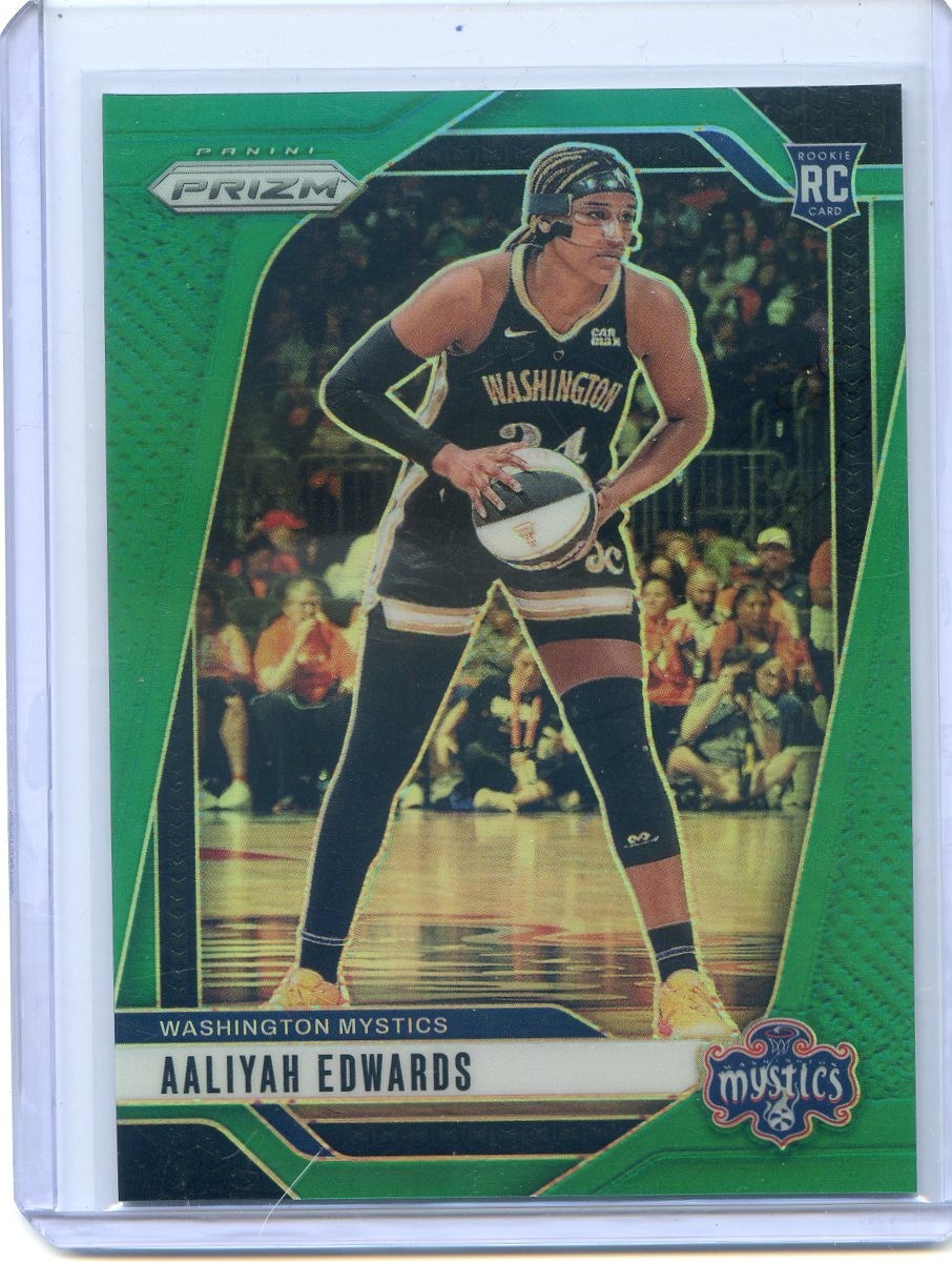 2024 Panini Prizm WNBA AALIYAH EDWARDS RC ROOKIE #70 GREEN PRIZM MYSTICS