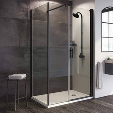 Roman Innov8 Black 1200mm Pivot Shower Door with Inline Panel - Alcove Fitting |