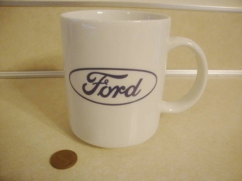 FORD Advertising Mug Cup with White in Oval Blue Symbol Collectible!