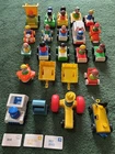 Vintage Fisher Price Little People Lot Of 47 Figures & Cars, Mailbox, 3 Letters