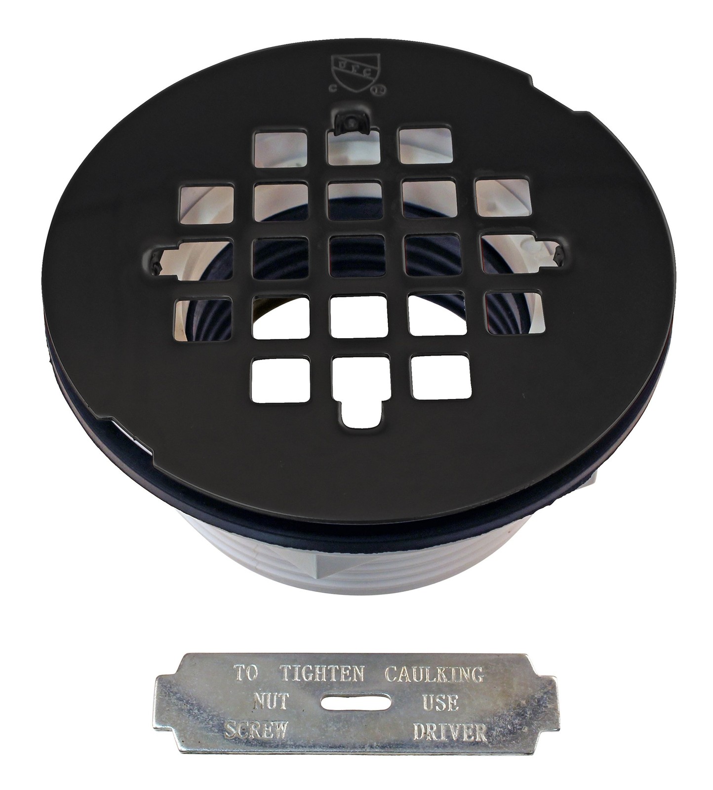 Westbrass A206P-62 2" No-Caulk PVC Compression Shower Drain with 4-1/4" Round...