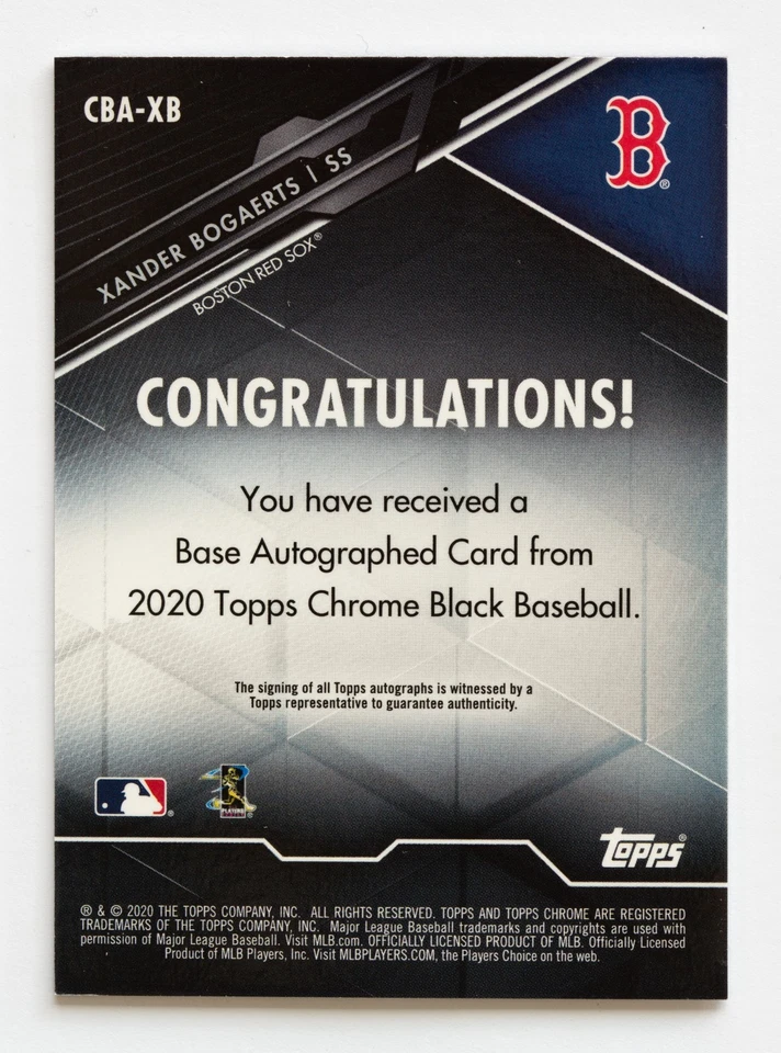 2020 Topps Chrome Black Baseball - Xander Bogaerts On-Car Auto #CBA-XB READ DESC - Image 2 of 3