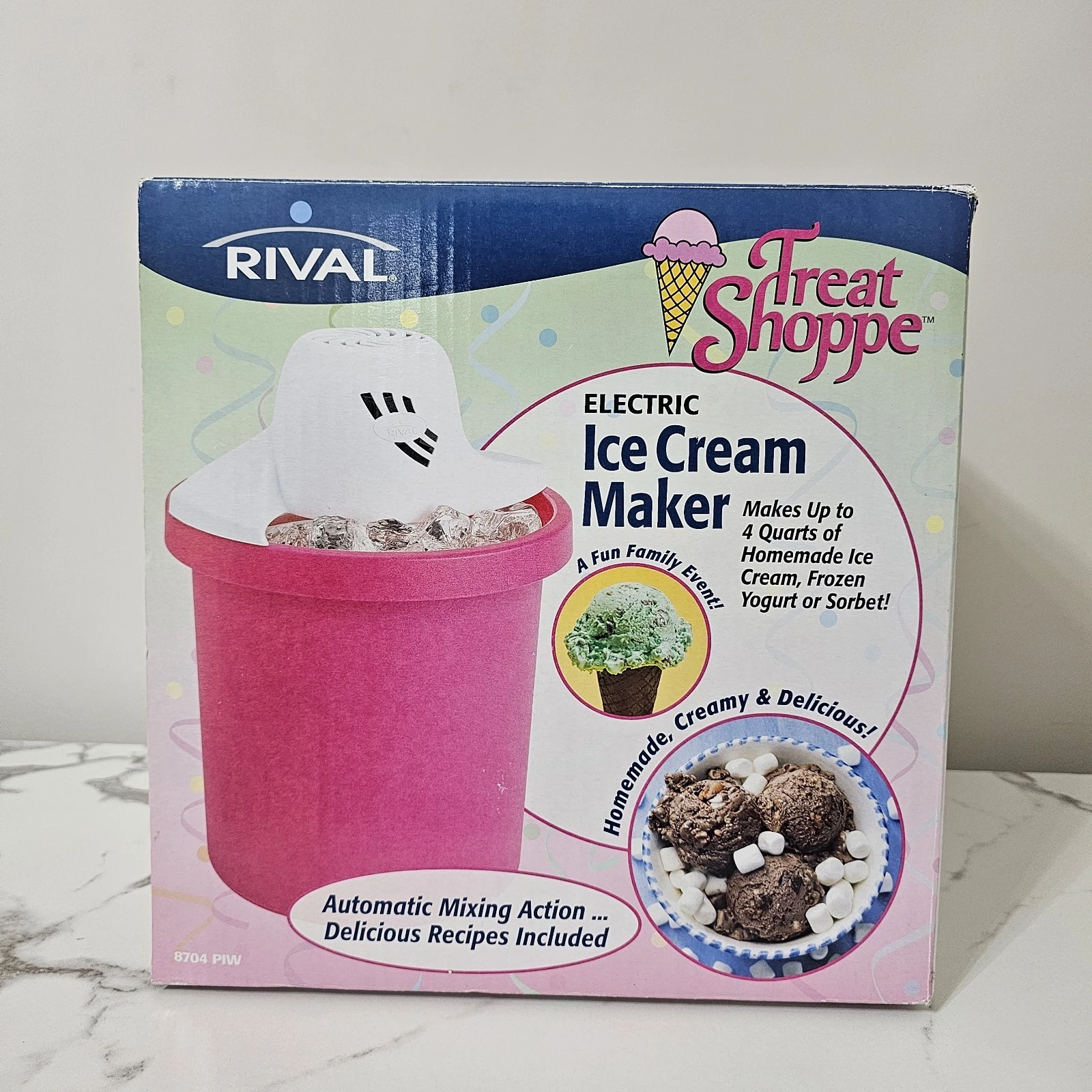 Rival Treat Shoppe Electric Icr Creame Maker 4 Quart Model 8704PIW Open Box