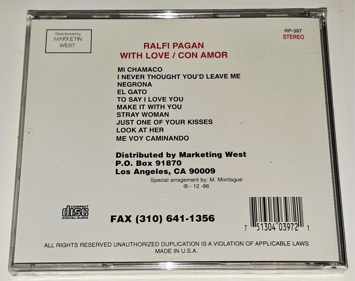 RALFI PAGAN SEALED WITH LOVE CON AMOR CD LATIN FUNK SOUL R&B