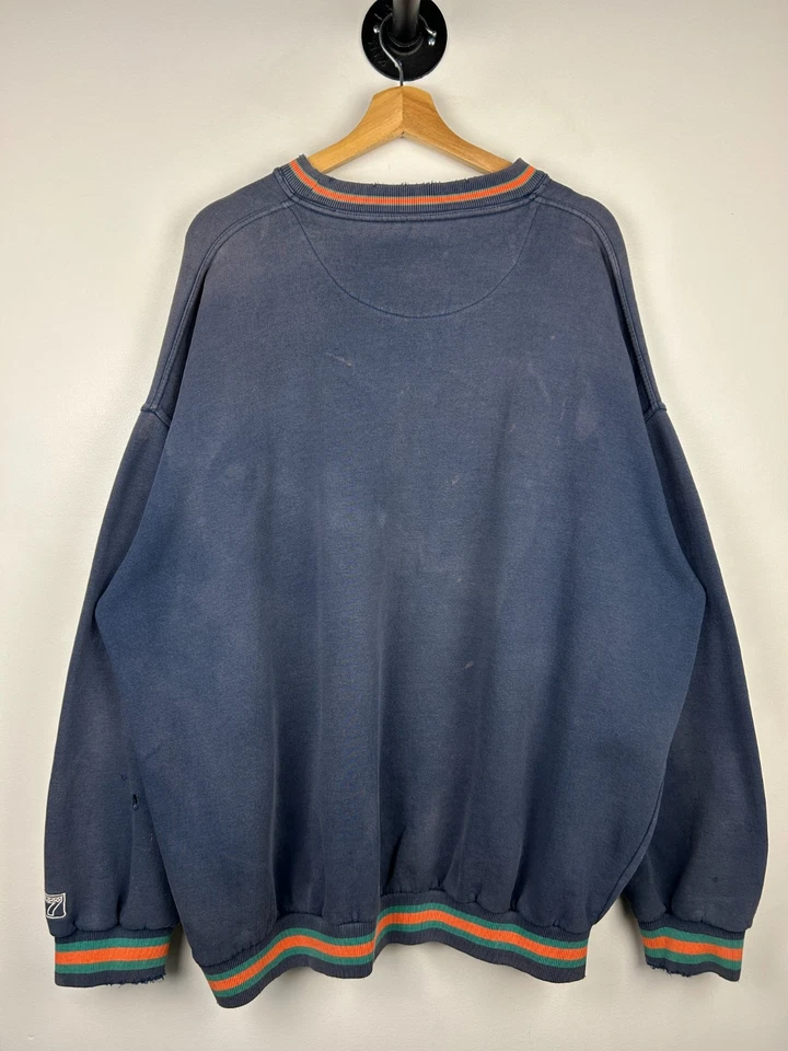 Vintage 90s NFL Logo 7 Miami Dolphins Embroidered Navy Crewneck Size 2XL - Image 2 of 4