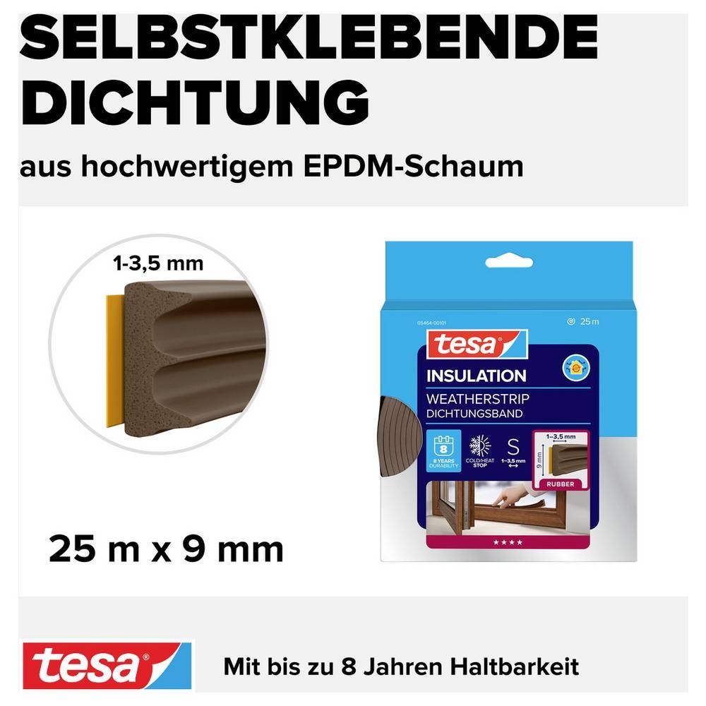 Joint en bande tesa E-Profil calfeutrage marron isolation thermique 25m