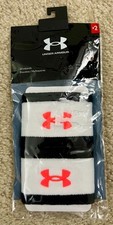 UNDER ARMOUR UNISEX STRIPED PERFORMANCE Terry Wristband White/Black /Orange NEW