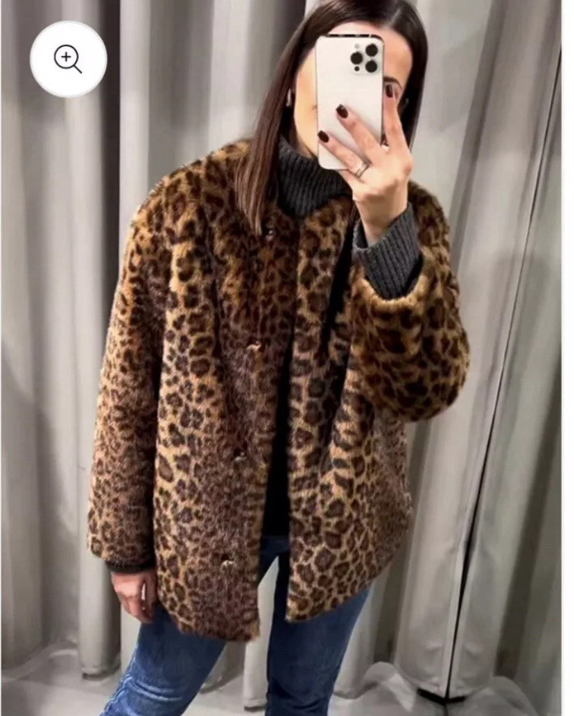 ZARA NEW WOMAN ANIMAL PRINT FAUX FUR COAT LEOPARD Size S Ref:8073 270
