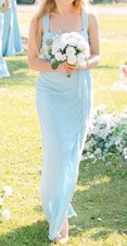 AZAZIE Bridesmaid Dress Gown Size S Blue Sweetheart Neckline Chiffon Long