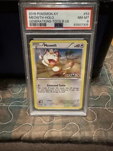 2016 Pokémon XY Meowth Holo Generations TOYS R US Promo Stamped 53/83 PSA 8